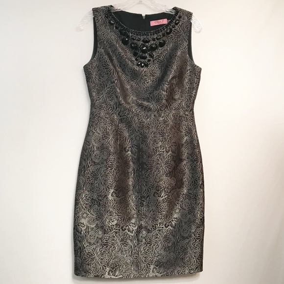 Eliza‎ J Sleeveless Mini Dress Womens Size 4 Black Silver Evening Cocktail Party - Picture 1 of 6
